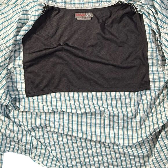 Wrangler Shirt Mens Large Plaid Long Sleeve Casual Button Up Vented Breathable - Picture 4 of 16